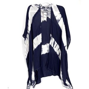 Cruise Club Womens Navy Blue Tie Dye Kimono One Size
